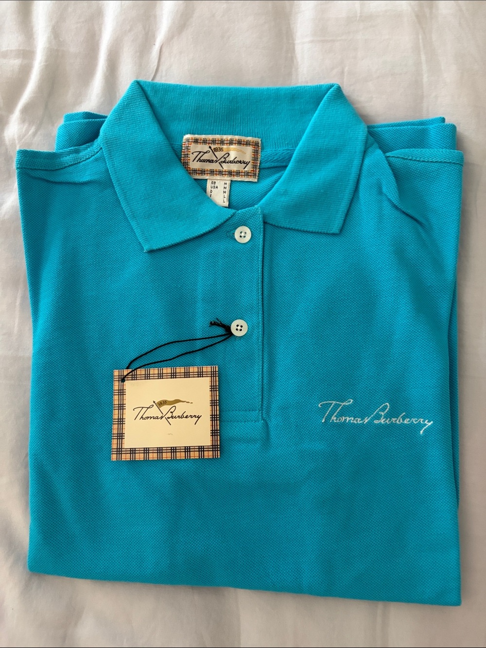 Vintage Thomas Burberry Turquoise Polo Shirt